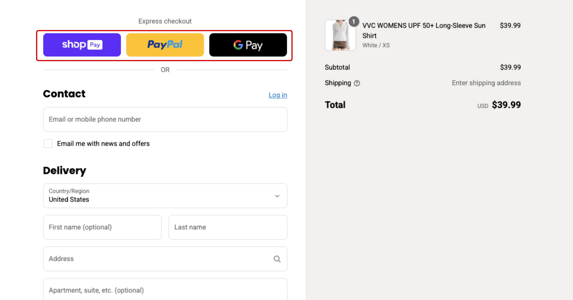 checkout page pc version